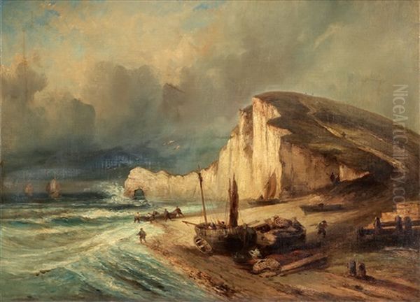 Motiv Fran Etretat Oil Painting by Louis-Gabriel-Eugene Isabey