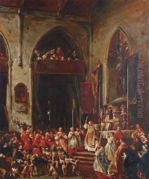 La Benediction De Saint-hubert Oil Painting by Louis-Gabriel-Eugene Isabey