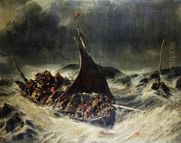 Caught In The Storm Oil Painting by Louis-Gabriel-Eugene Isabey