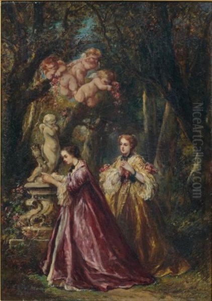 Le Bois Aux Amours Oil Painting by Louis-Gabriel-Eugene Isabey