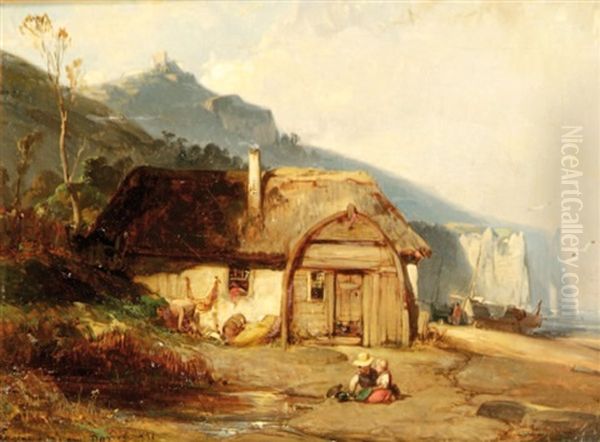 Greve A Maree Basse En Normandie Oil Painting by Louis-Gabriel-Eugene Isabey