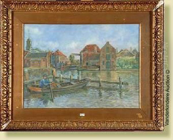 Canalanime En Hollande Oil Painting by Leon Bartholome