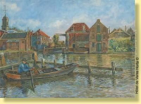 Pecheur A Proximite Du Pont A Bascule Oil Painting by Leon Bartholome