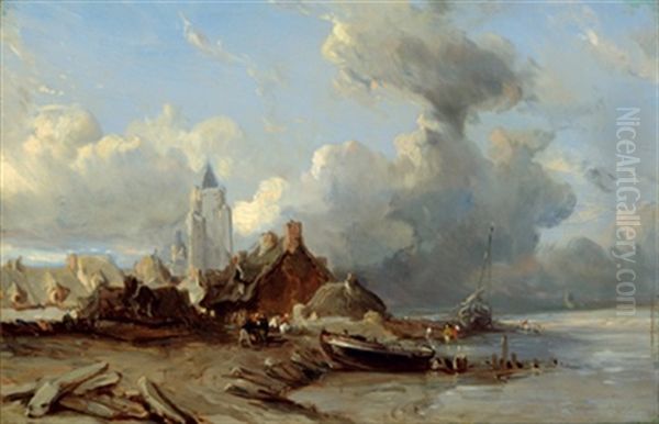 Stadt Am Meer Oil Painting by Louis-Gabriel-Eugene Isabey