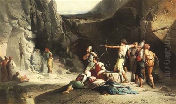 Target Practice Oil Painting by Louis-Gabriel-Eugene Isabey