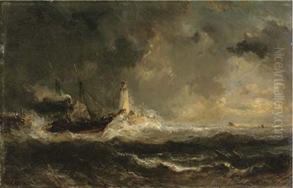 Bateau Dans Un Orage Oil Painting by Louis-Gabriel-Eugene Isabey