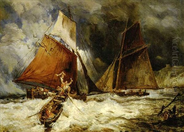 The Squall Oil Painting by Louis-Gabriel-Eugene Isabey