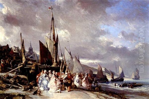 Scene De Port Oil Painting by Louis-Gabriel-Eugene Isabey