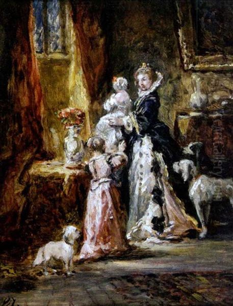 Les Petites Princesses Oil Painting by Louis-Gabriel-Eugene Isabey