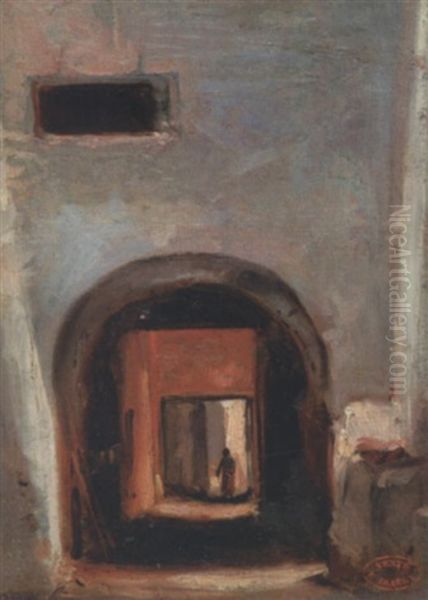 Passage Voute Dans La Casbah D'alger Oil Painting by Louis-Gabriel-Eugene Isabey