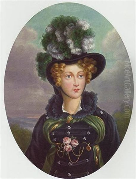 Portrait De La Duchesse De Berry Oil Painting by Louis-Gabriel-Eugene Isabey