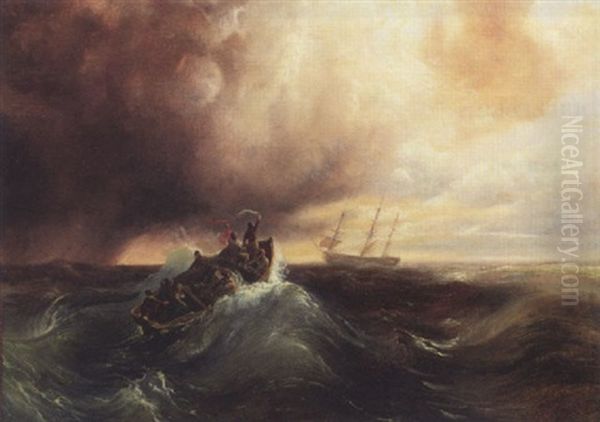 Rettung Fur Die Schiffbruchigen Oil Painting by Louis-Gabriel-Eugene Isabey