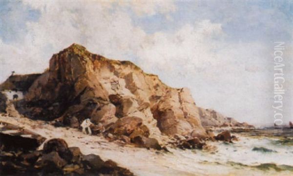 Kustenlandschaft Mit Fischer Oil Painting by Louis-Gabriel-Eugene Isabey