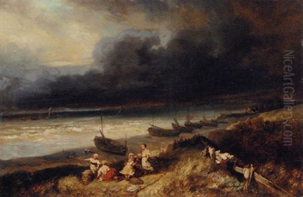 L'approche De L'orage Oil Painting by Louis-Gabriel-Eugene Isabey