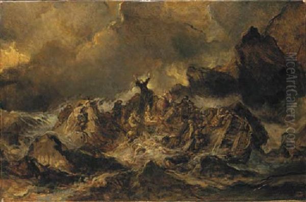 The Shipwreck Oil Painting by Louis-Gabriel-Eugene Isabey