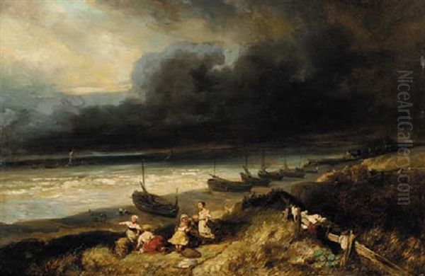 L'approche De L'orage Oil Painting by Louis-Gabriel-Eugene Isabey