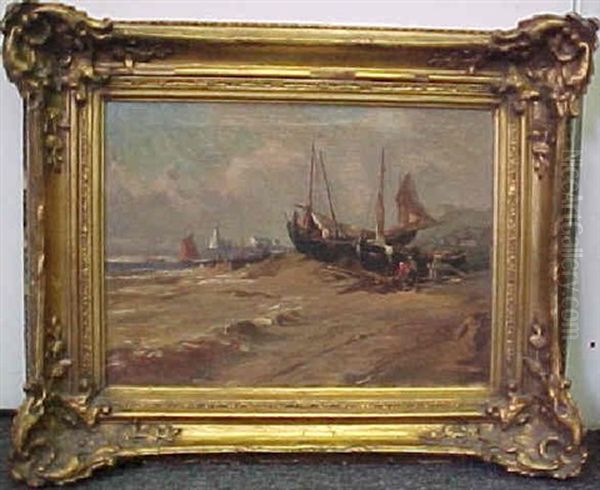 Men Working In The Shipyard Oil Painting by Louis-Gabriel-Eugene Isabey