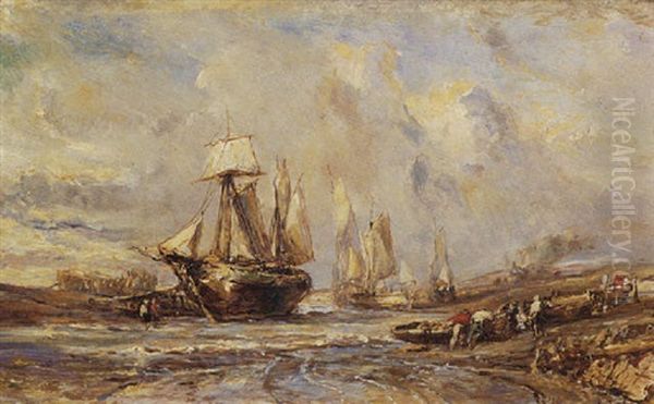 At Port Oil Painting by Louis-Gabriel-Eugene Isabey