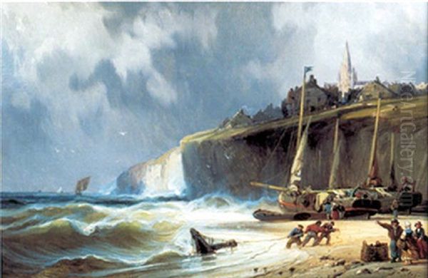 Pecheurs En Bord De Mer Oil Painting by Louis-Gabriel-Eugene Isabey