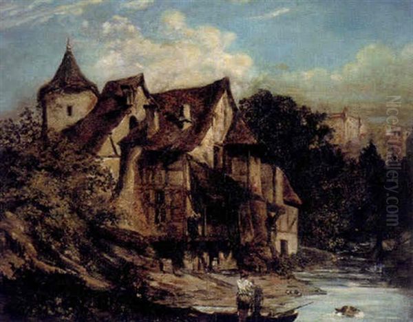 Cottage Near The Bay Oil Painting by Louis-Gabriel-Eugene Isabey