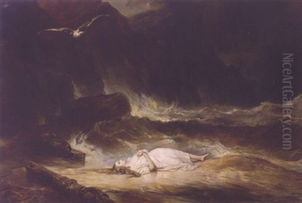 The Death Of Virginia Oil Painting by Louis-Gabriel-Eugene Isabey