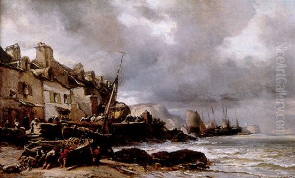 Saint Valery-sur-somme Oil Painting by Louis-Gabriel-Eugene Isabey