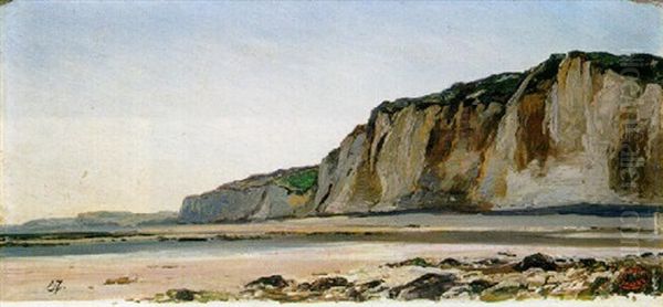 A Coastal Landscape Oil Painting by Louis-Gabriel-Eugene Isabey