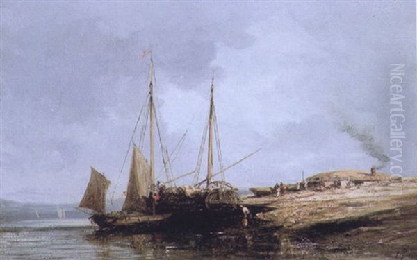 Low Tide Oil Painting by Louis-Gabriel-Eugene Isabey