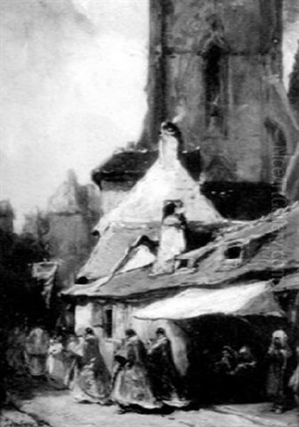 Church Procession, Spain Oil Painting by Louis-Gabriel-Eugene Isabey