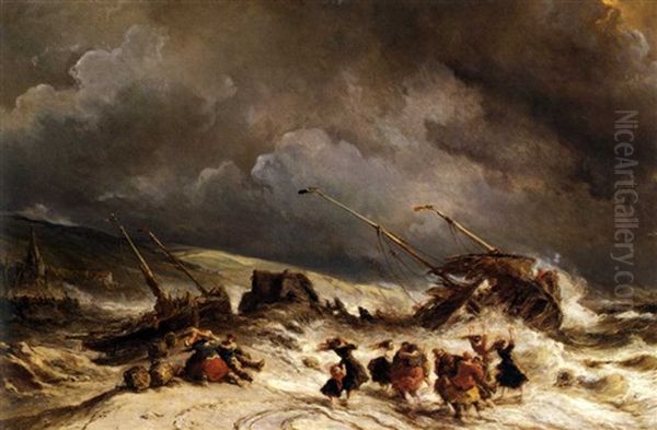 The Shipwreck Oil Painting by Louis-Gabriel-Eugene Isabey