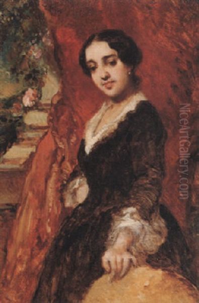 Portrait D'une Dame Oil Painting by Louis-Gabriel-Eugene Isabey