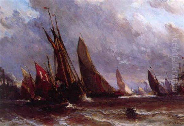 Voiliers Rentrant Au Port Oil Painting by Louis-Gabriel-Eugene Isabey