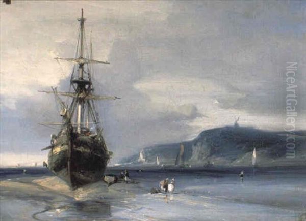 Grand Bateau Au Sec Oil Painting by Louis-Gabriel-Eugene Isabey