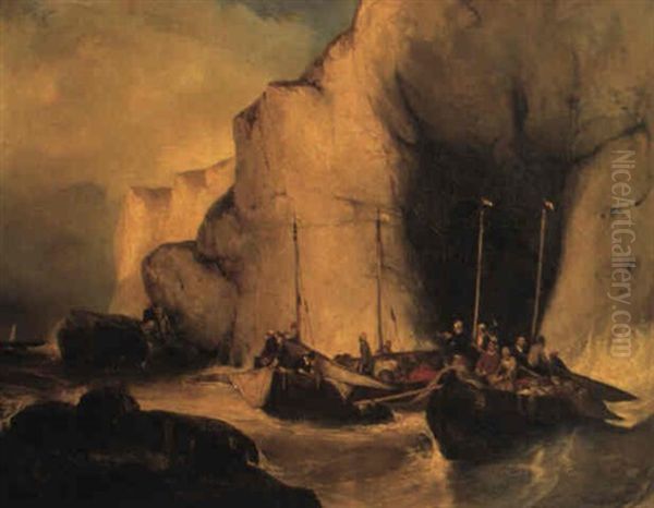 Pecheurs Sur La Cote Oil Painting by Louis-Gabriel-Eugene Isabey