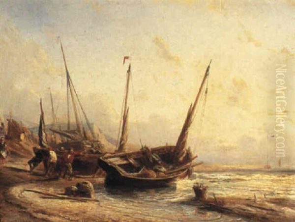 Pushing Towards The Tide Oil Painting by Louis-Gabriel-Eugene Isabey