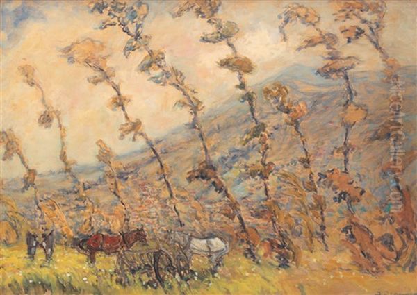 Plantation Of Hop At Oravita Oil Painting by Joan Isac