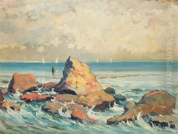 Seashore In Bretania Oil Painting by Joan Isac