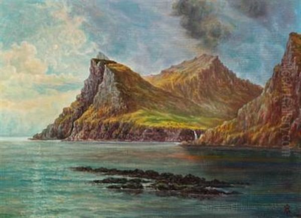 Coastal Scenery, The Faroe Islands Oil Painting by Christen Holm Isaksen