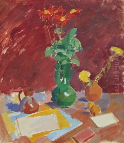 Stilleben Med Blommor I Vas Oil Painting by Karl Isakson