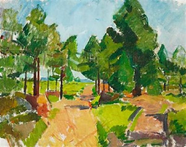 Forest Scene, Smaland, Sweden, Attested On The Reverse Malet Af K. Isakson. Attesteres Viggo Madsen - Aage Roose Oil Painting by Karl Isakson