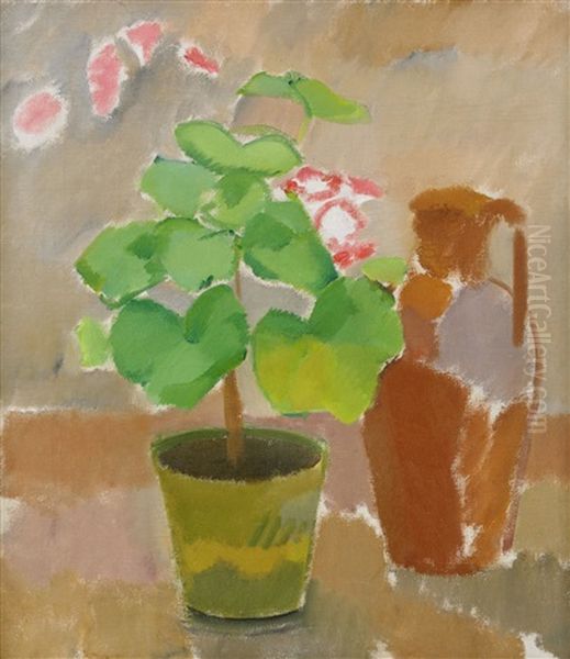 Pelargonia Och Krus Oil Painting by Karl Isakson