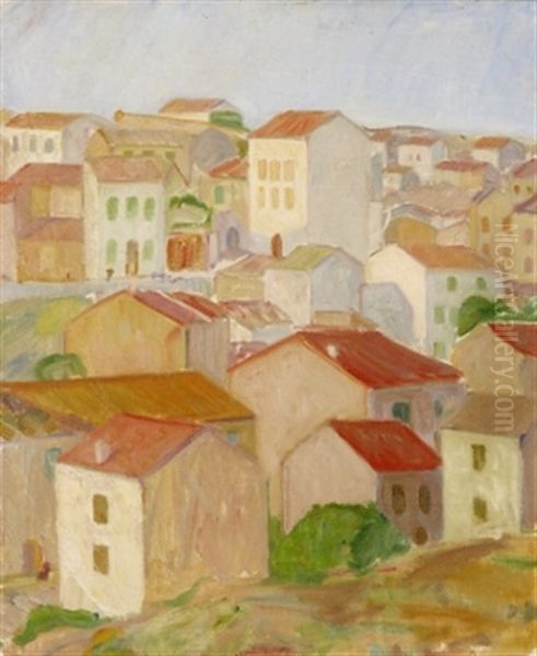 Sydlandskt Stadsmotiv I Soldis Oil Painting by Karl Isakson