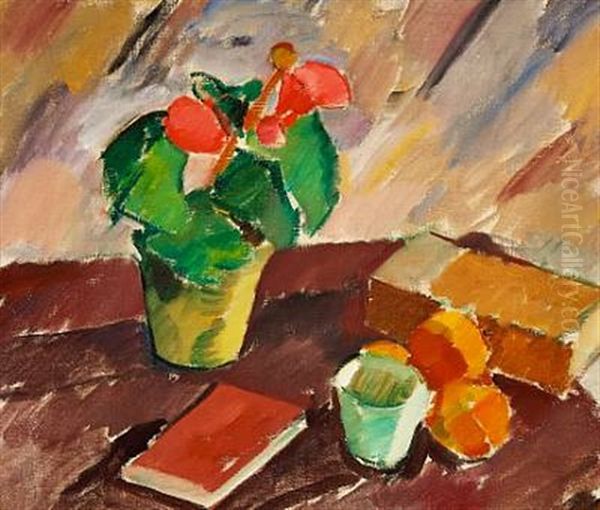 Begonia, Appelsin Og Cigaraeske Oil Painting by Karl Isakson