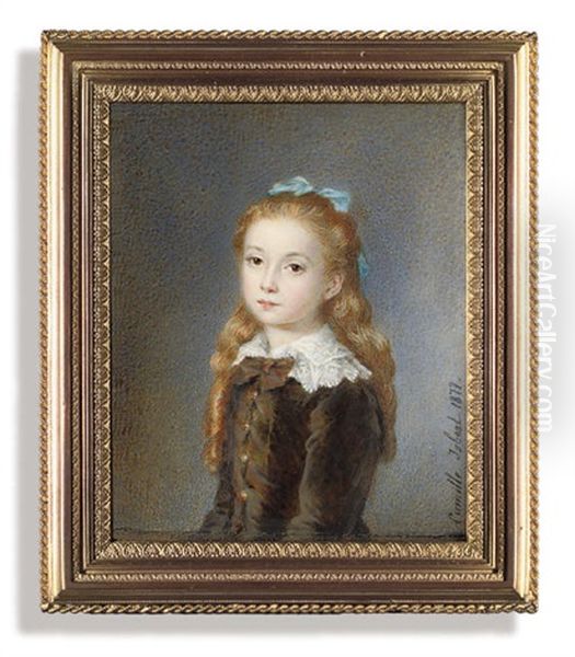 A Young Girl Called Marie Dominique Amelie Madeleine Maza Oil Painting by Camille Cornelie Isbert