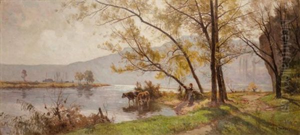 Paysage Oil Painting by Marie-Victor-Emile Isenbart