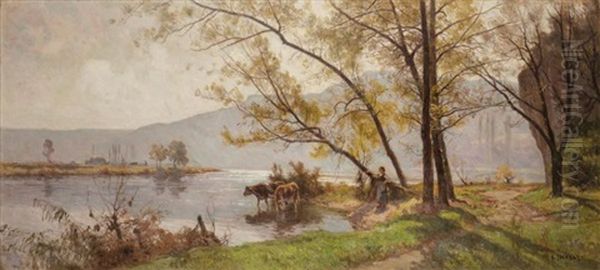 Paysage Oil Painting by Marie-Victor-Emile Isenbart