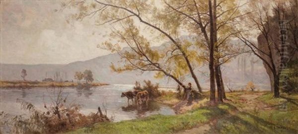 Paysage Oil Painting by Marie-Victor-Emile Isenbart