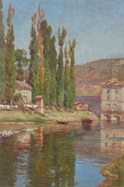 Vue Du Moulin De Moret Sur Loing Oil Painting by Marie-Victor-Emile Isenbart