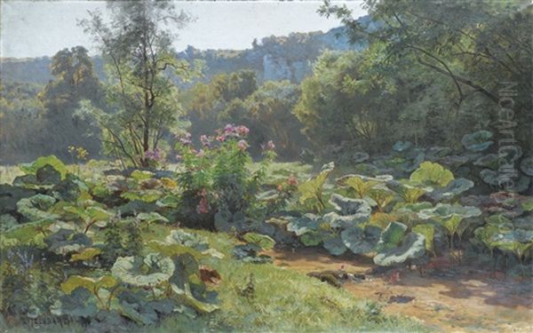 Les Tussilages, Doubs Oil Painting by Marie-Victor-Emile Isenbart