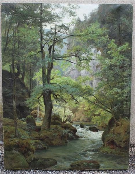 Le Torrent Oil Painting by Marie-Victor-Emile Isenbart